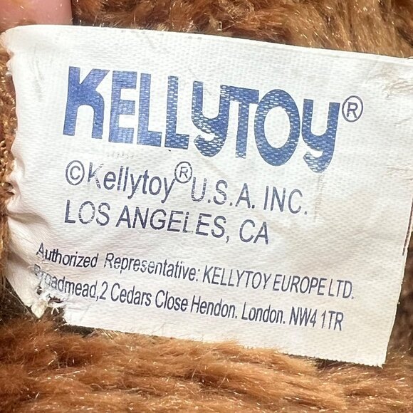 Kellytoy Plush Brown Bear Brown Bow 10" Seated  Plush Stuffed Expressive Face - Picture 5 of 6
